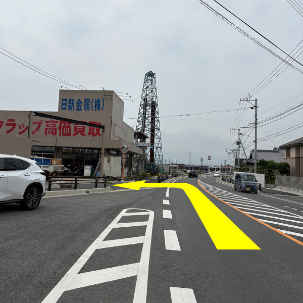 日新金属へは宇土方面から左折